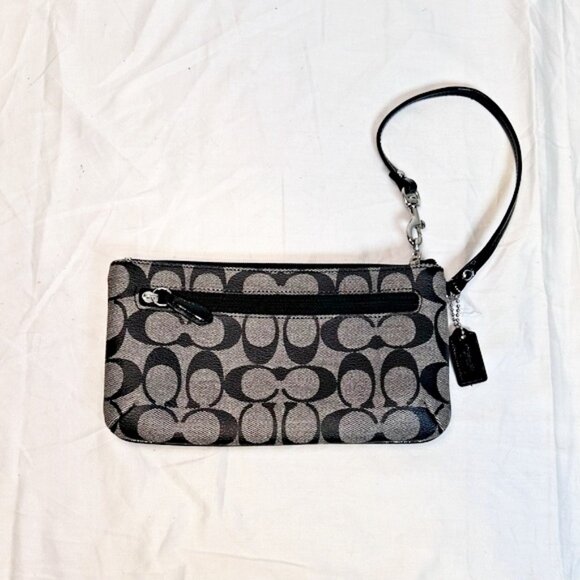 Coach Peyton Black Signature Coated Canvas Card Wallet Wristlet - Picture 6 of 6